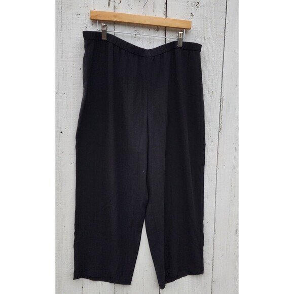 Eileen Fisher Relaxed Georgette Crepe Elastic Waist Ankle Flowy Dress Pants Sz L - Picture 4 of 8